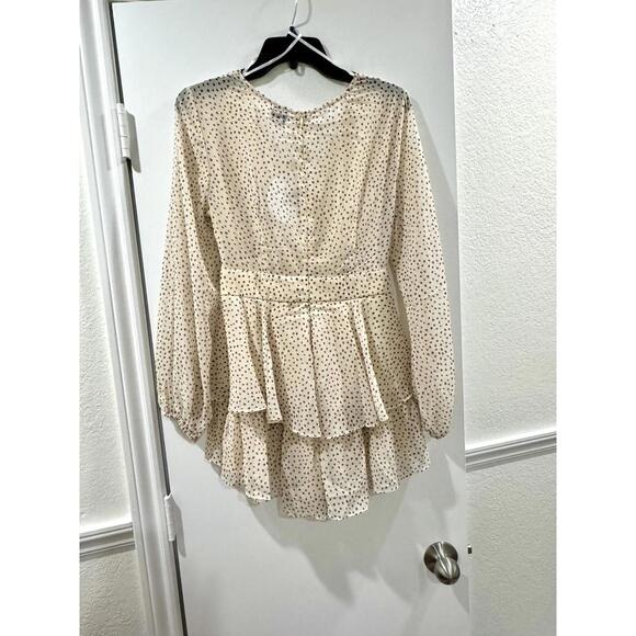 NWT Princess Polly String of Love Cream and Brown Printed Ruffle Romper- Size 8 - Picture 3 of 7